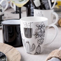 Kubek do kawy i herbaty porcelanowy Altom Design Cactus White 300 ml