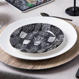 Talerz deserowy porcelanowy Altom Design Cactus Black 19 cm