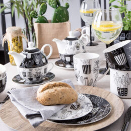 Zestaw porcelany Altom Design Cactus Black&White