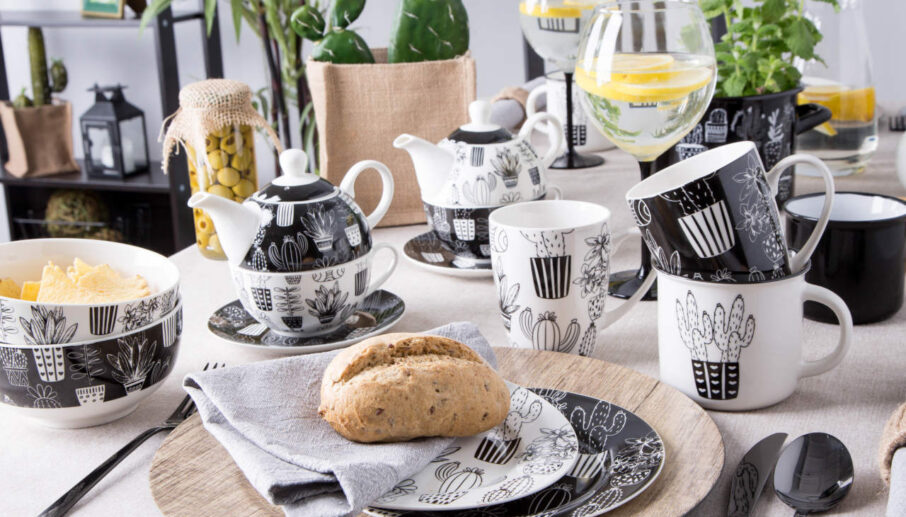 Zestaw porcelany Altom Design Cactus Black&White